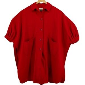 Vintage Pendleton Wool Red Button Cape Jacket Pockets Women's Poncho Made in USA